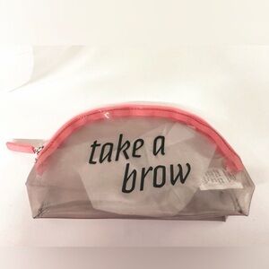 NWT Benefit Makeup Clear Dome Makeup Bag with Pink & Black Accents